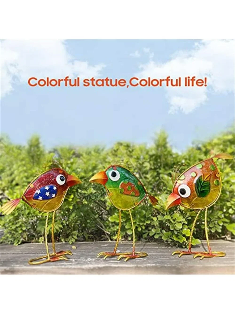Garden Decor for Outside,Funny Metal & Glass Bird Decor for Indoor &